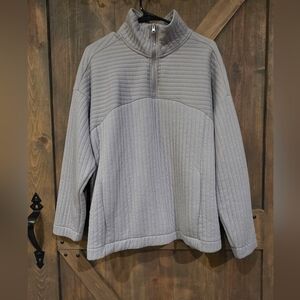 Como Vintage Light Gray Quilted Henley Mock Neck Size 2X